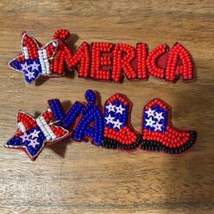 🎉🇺🇸Patriotic Red White Blue Beaded Earrings
